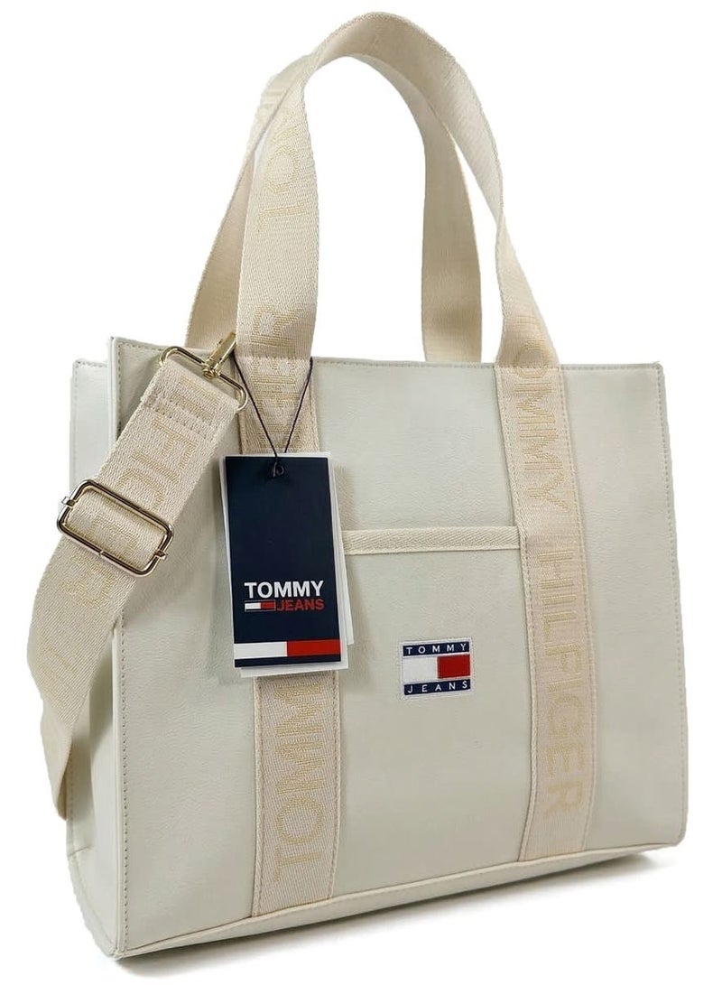 Tommy Icons Tommy Hilfiger Beige Women's Handbags Tote Bag - Image 4