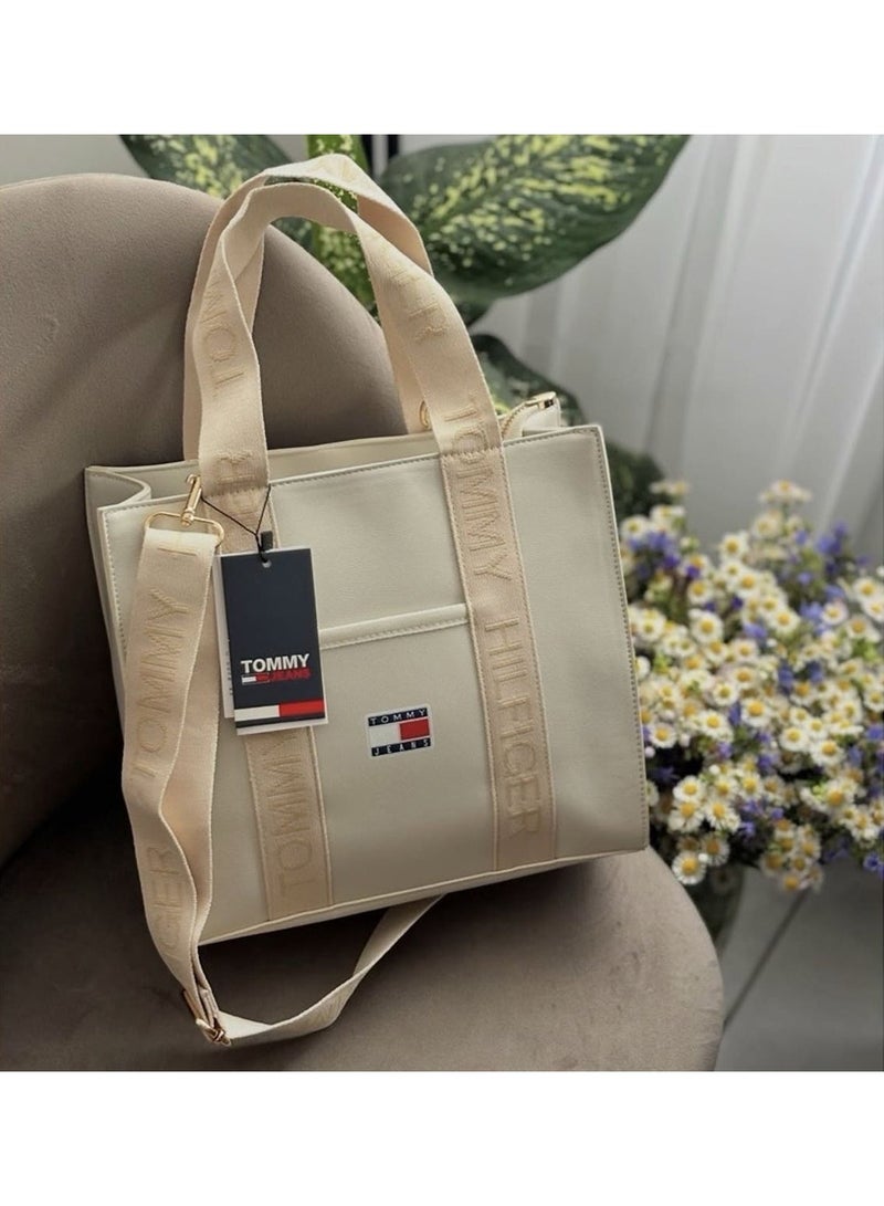 Tommy Icons Tommy Hilfiger Beige Women's Handbags Tote Bag - Image 3