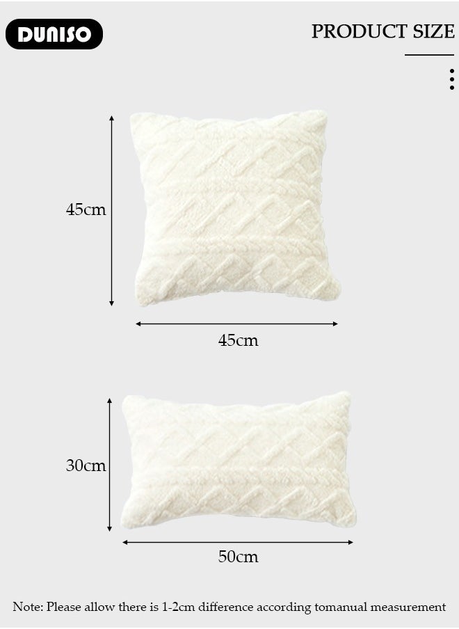 DUNISO 3 Packs Throw Pillow Covers, Couch Pillows Cushion Cove with Sturdy and Discrete Zipper Opening, 4 Square Neutral Decorative Textured Cushion Case, Soft Fluffy Stripe Covers for Living Room Couch Bed Sofa  - Image 4