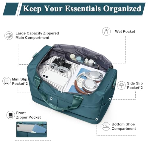 HYC00 Weekender Bags for Women - 50L Large Travel Duffle Bag with Shoe Compartment - Carry on Overnight Bag for Travel, Weekend Getaway, Gym, Hospital - Image 4