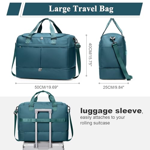 HYC00 Weekender Bags for Women - 50L Large Travel Duffle Bag with Shoe Compartment - Carry on Overnight Bag for Travel, Weekend Getaway, Gym, Hospital - Image 3
