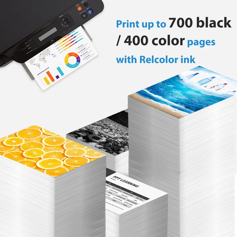 Relcolor 63XL Black Ink Cartridge Replacement for HP 63 XL 2 Pack for HP63 HP63XL for 4650 3830 5255 4520 4655 5222 5200 5258 5212 3632 5252 4652 4510 3631 3630 1112 2130 4512 2132 3634 5260 3833 4654 - Image 3