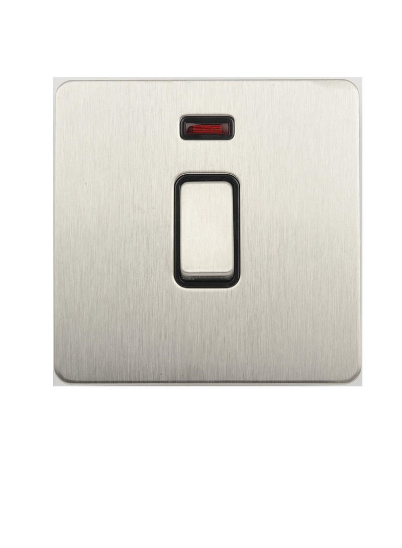 Schneider Electric Ultimate Screwless Flat Plate Light Switch Double Pole 20AX, GU2411BSS Stainless Steel with Black Insert  - Image 1