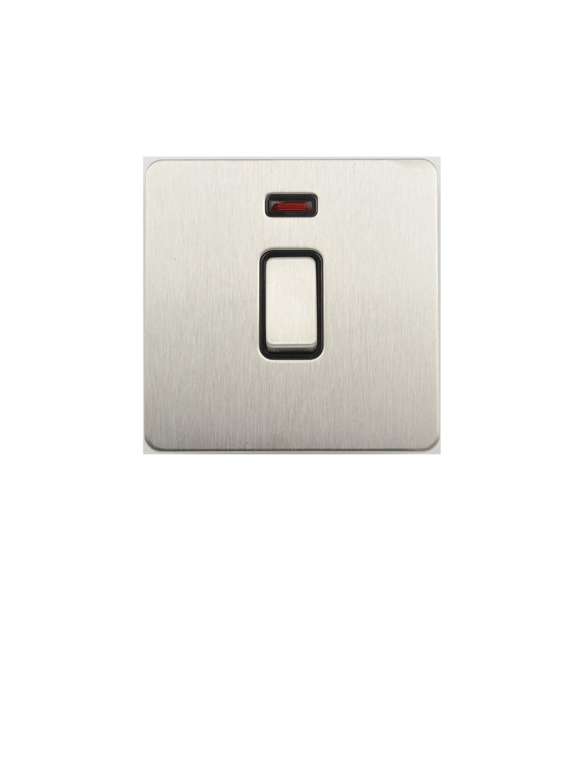Schneider Electric Ultimate Screwless Flat Plate Light Switch Double Pole 20AX, GU2411BSS Stainless Steel with Black Insert  - Image 2