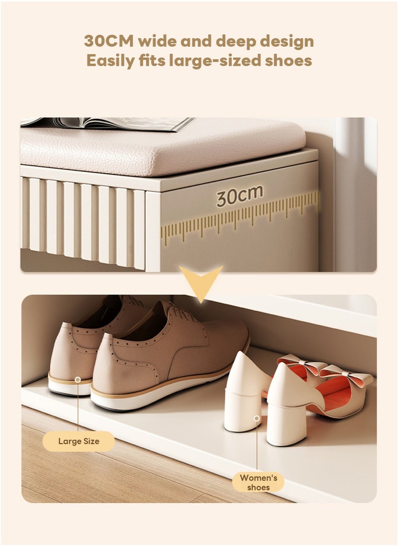 Sharpdo Home Porch Entrance Integrated Shoe Cabinet Bench, Solid Wood Shoe Bench, Soft Cushion 80*30*47CM  - Image 3