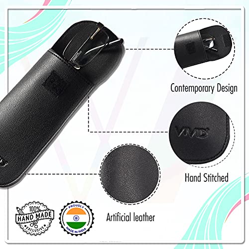 VIVID Vision Unisex Adult Lightweight Eyewear Specs Case Cover | Protect Eye Glasses | Chashma Dibbi | Spectacle Box | Pouch | Closure - Valpro-tape | Artificial Leather | D-20 | BLACK - Image 3