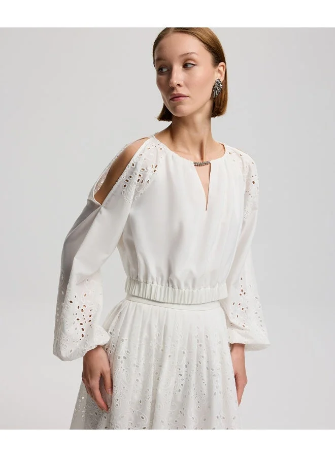 Ipekyol  Relaxed Fit Broderie Anglaise Blouse for Women | Best Price UAE