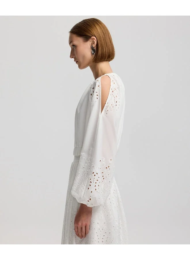 Ipekyol  Relaxed Fit Broderie Anglaise Blouse for Women | Best Price UAE