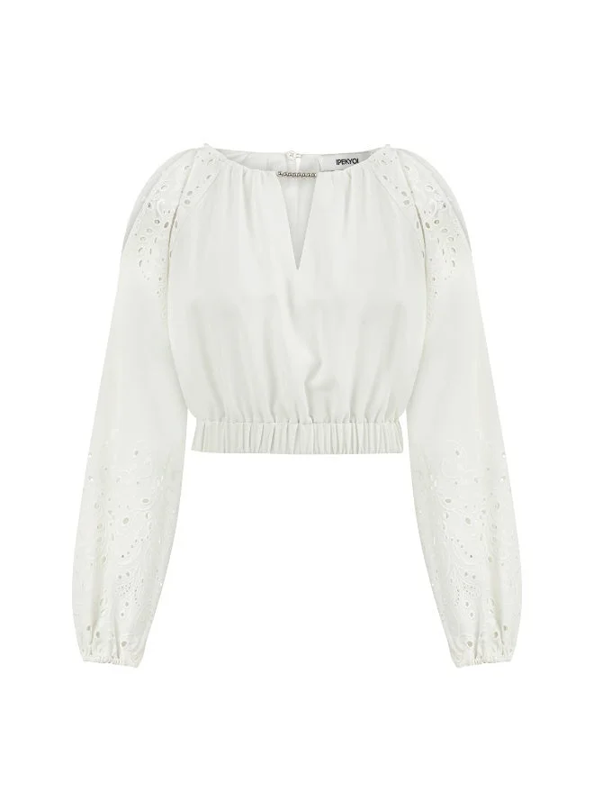 Ipekyol  Relaxed Fit Broderie Anglaise Blouse for Women | Best Price UAE
