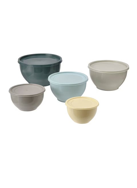 Bowl with lid set of 5 assorted colours