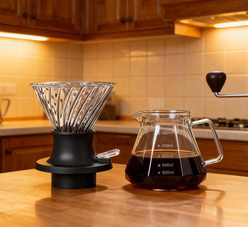 BeeCa Clever Immersion Pour Over Dripper, Glass Coffee Maker with One-Switch Control for French Press & Drip Styles, Beginner-Friendly All-in-One Brewing System, Includes Paper Filters (Size 02) - Image 4
