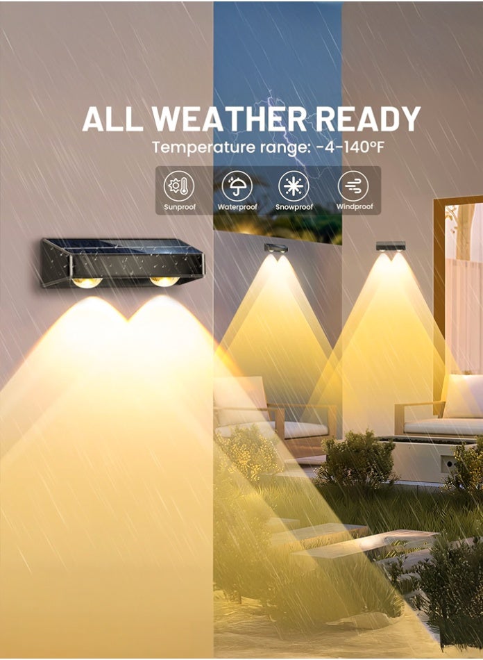 MODI 3000K Warm White Solar Wall Light – 2W LED Dual-Beam Outdoor Light | IP65 Waterproof | 10-Hour Runtime | Auto-On Sensor | Easy Wall Installation - Image 4