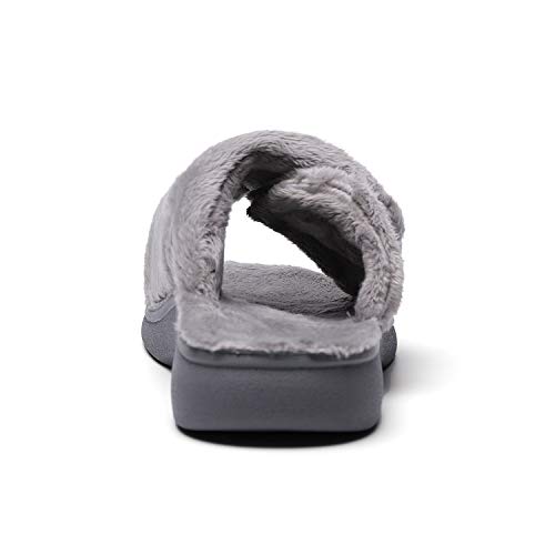 SOLLBEAM Women's Plantar Fasciitis Fuzzy House Orthopedic Adjustable Slippers With Arch Support Orthotic Heel Cup Sandals For Ladies - Image 5