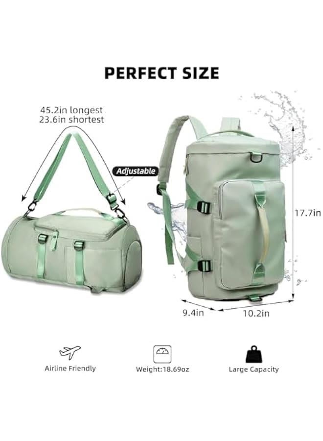 TRASSLE Large Capacity Sports Gym Bag,3-in-1 Sports Bag with Shoes Compartment & Wet Pocket, Waterproof Shoulder Weekender Bag for Women and Men Swim Sports Travel Duffel Bag (Green) - Image 2