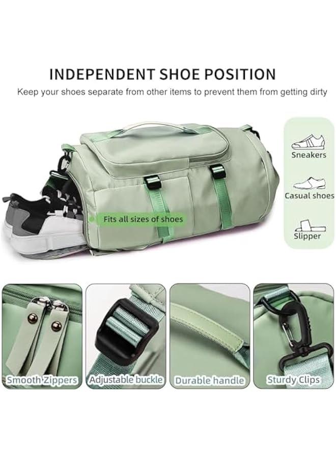 TRASSLE Large Capacity Sports Gym Bag,3-in-1 Sports Bag with Shoes Compartment & Wet Pocket, Waterproof Shoulder Weekender Bag for Women and Men Swim Sports Travel Duffel Bag (Green) - Image 3