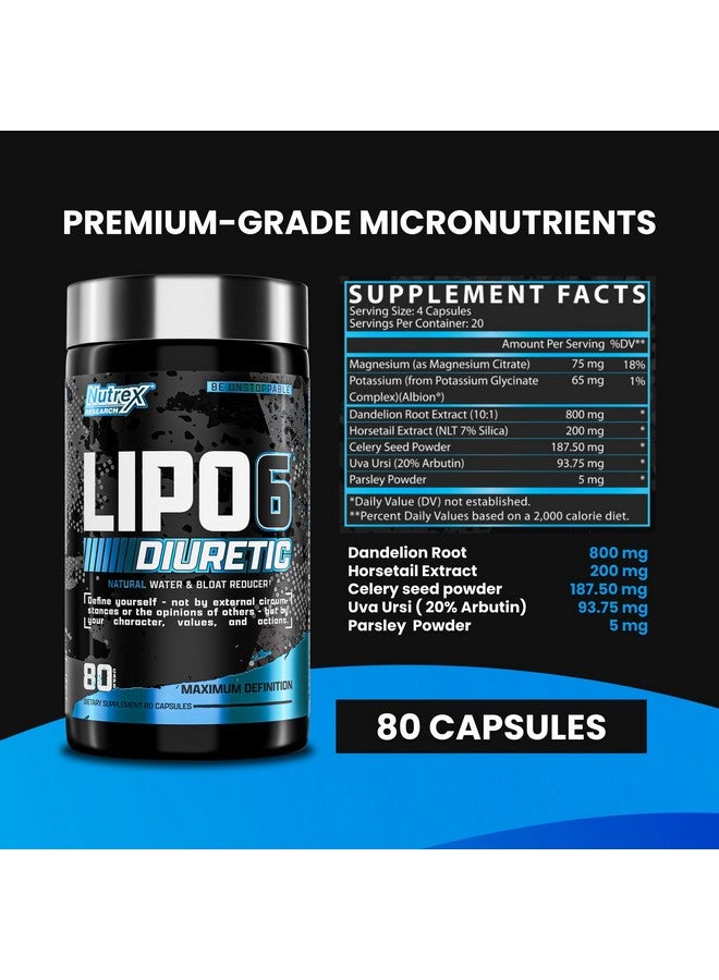 Nutrex Research Nutrex Research Lipo-6 Diuretic|Advanced Natural Diuretic|Reduce Water Weight And Bloating|Uva-Ursi, Dandelion Root, Oxystelma Ecsculentum, Horsetail Extract|80 Count - Liquid  - Image 3