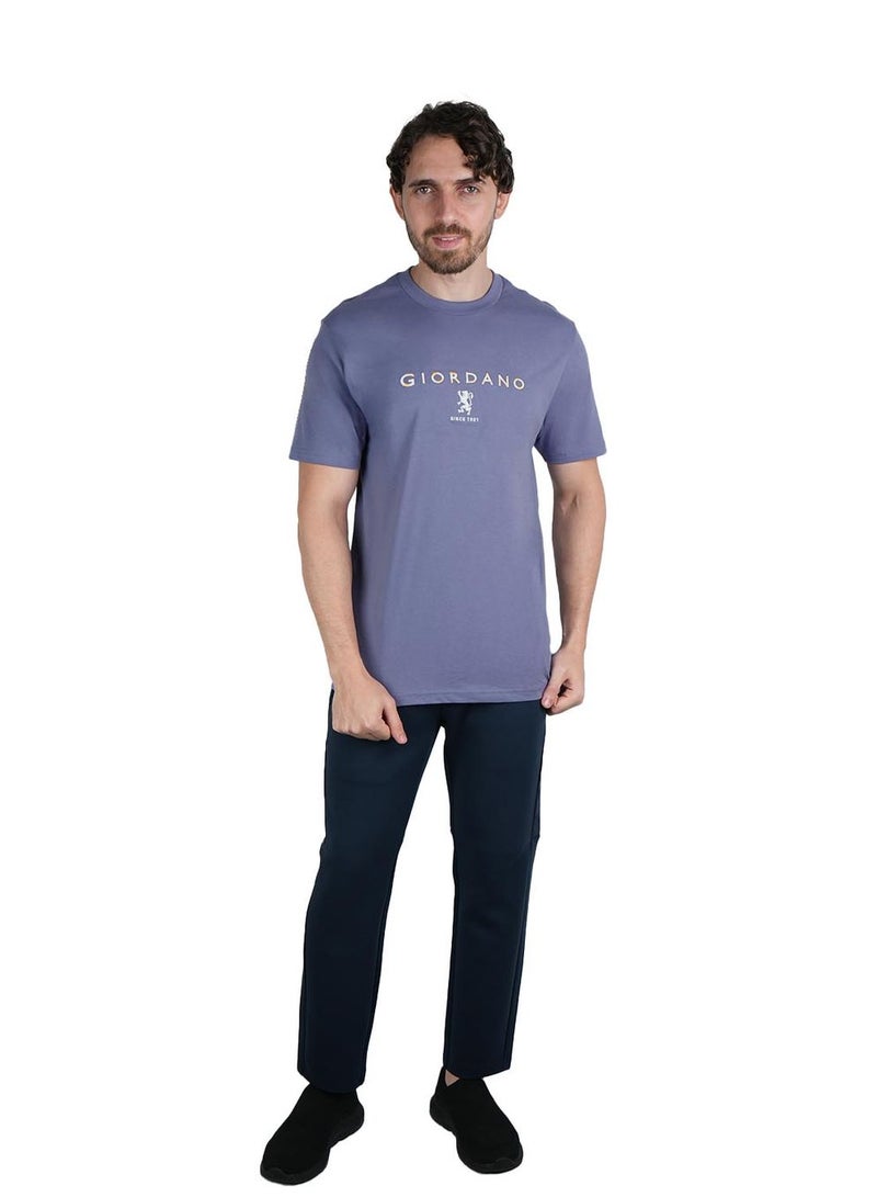 GIORDANO Men's Cotton Signature Print Slim Fit Tee - Image 2