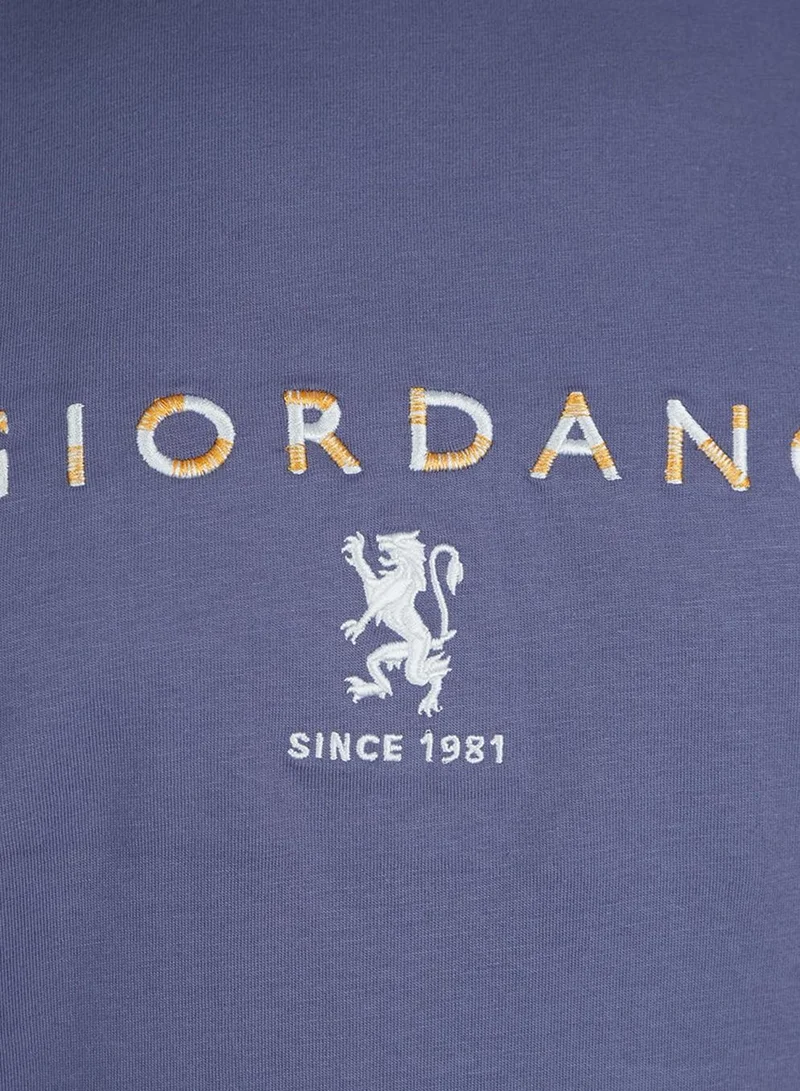 GIORDANO  Men's Cotton Signature Print Slim Fit Tee for Men | Best Price UAE