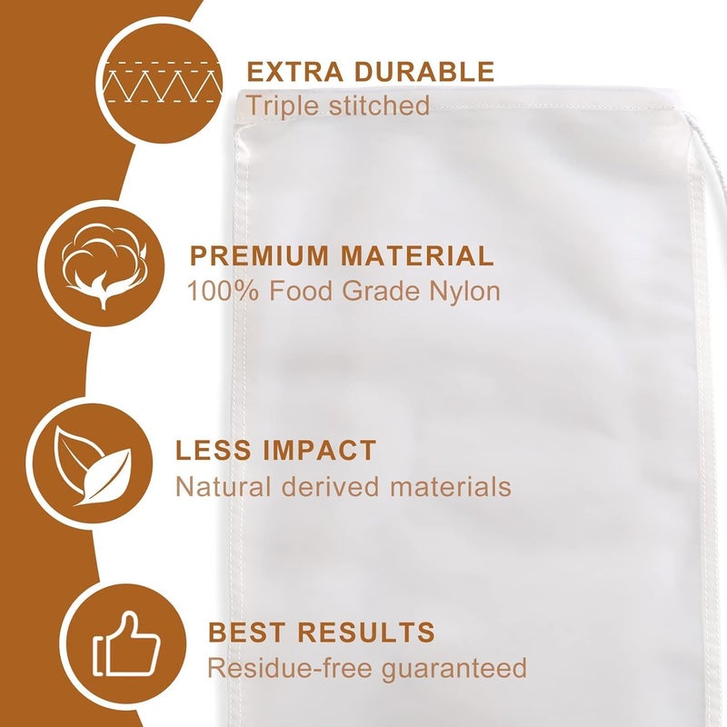 Odluzy 6 Pack Nylon Bag - 100 Mesh Fine Mesh Strainer, Fine Mesh Cheese Cloth Multiple Usage Reusable Food Strainer, Professional Cold Brew Filter, Food Grade, Straining Fruit/Coffee/Tea (8×6in) - Image 2