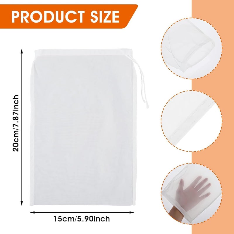 Odluzy 6 Pack Nylon Bag - 100 Mesh Fine Mesh Strainer, Fine Mesh Cheese Cloth Multiple Usage Reusable Food Strainer, Professional Cold Brew Filter, Food Grade, Straining Fruit/Coffee/Tea (8×6in) - Image 3