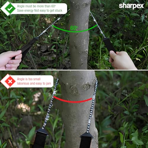 Sharpex 40" Pocket Chainsaw Cutter with Grips | 3x Faster with 68Cm Long Heavy-Duty Steel Chain Folding Pull Saw | Manual Hand Saw Portable for Cutting Branches, Outdoor Survival Gear Camping Gadget - Image 4