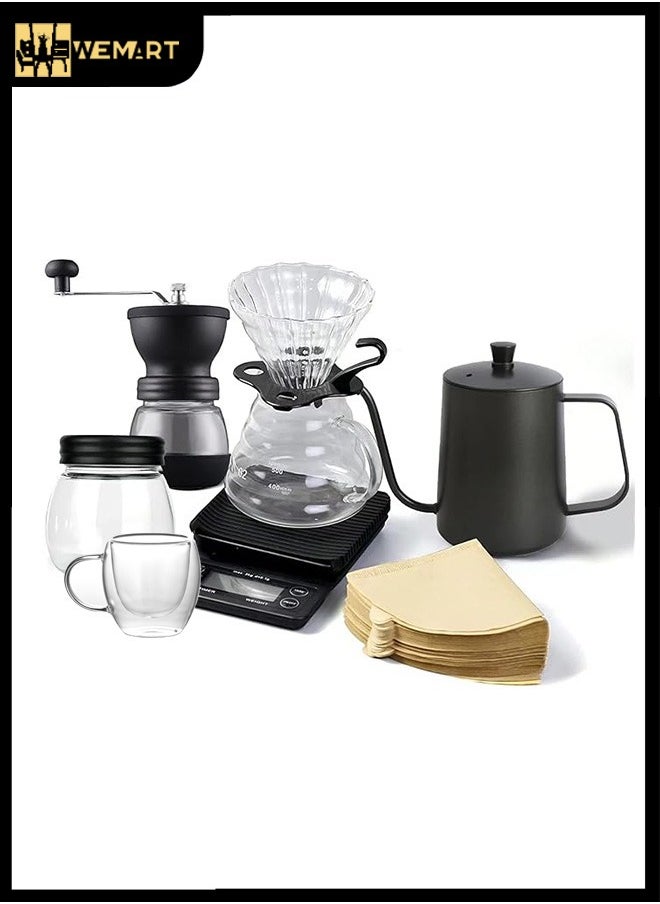 ويمارت ادوات V60  بالتنقيط، 8 قطعة من مجموعة أدوات ماكينة القهوة الاحترافية V60، مجموعة قهوة بالتنقيط للباريستا  - Image 1