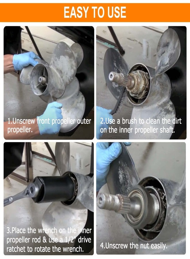 Bonbo أداة مفتاح ربط صواميل ومقبس Bonbo 91-805457T1 مناسبة لمروحة Mercruiser Bravo 3 Prop Prop - Image 3