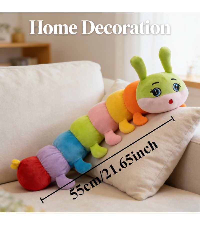 Colorful Plush Caterpillar Pillow Cute Home Decor Birthday Gift for Sofa - Image 3