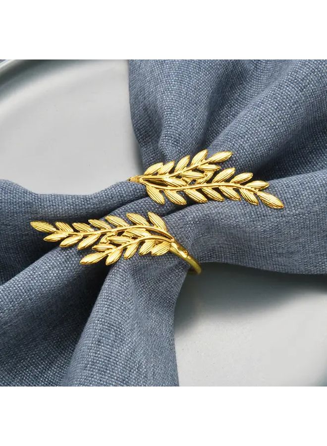 خاتم منديل على شكل سنابل القمح المقلد، حامل معدني ذهبي لحفلات الزفاف والمآدب - Image 1
