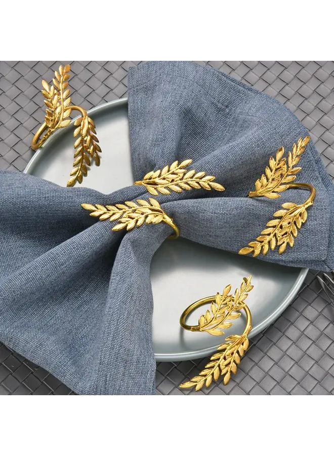 خاتم منديل على شكل سنابل القمح المقلد، حامل معدني ذهبي لحفلات الزفاف والمآدب - Image 2