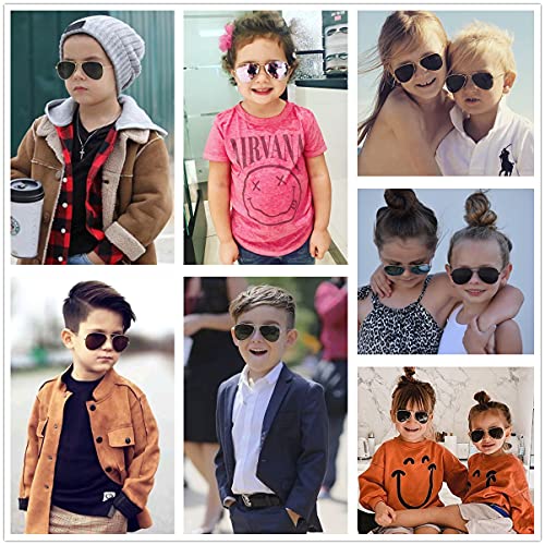 Gleyemor Kids Polarized Aviator Sunglasses for Little Girls Boys Age 3-8 (Gold/Purple Mirror) - Image 5