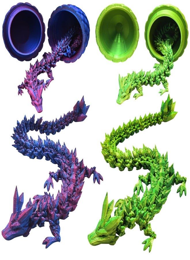 MEIEST 2 PCS MINI 3D Printed Dragon in Egg,Full Articulated Crystal Dragon,Flexible Joints Home Decor Executive Desk Toys, Creative Gifts - Image 1