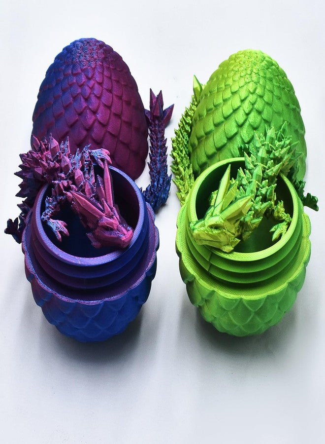 MEIEST 2 PCS MINI 3D Printed Dragon in Egg,Full Articulated Crystal Dragon,Flexible Joints Home Decor Executive Desk Toys, Creative Gifts - Image 2