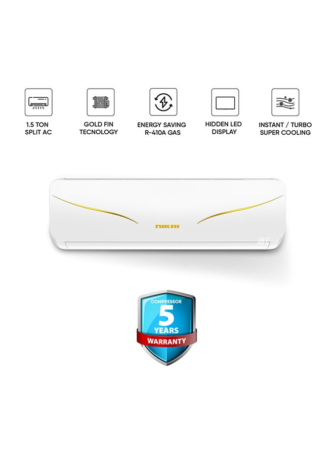 NIKAI 1.5 Ton Rotary Split AC, Silent & Energy Efficient Cooling with T3 Tropicalized GREE Compressor, 3D Swinging for Super Cool, Gold Fin technology, Auto Restart, 18000 BTU Air Conditioner, Groover Copper Tubing (30% Higher cooling), Best for Home & Office NSAC18131N24A / N25IN White - Image 1