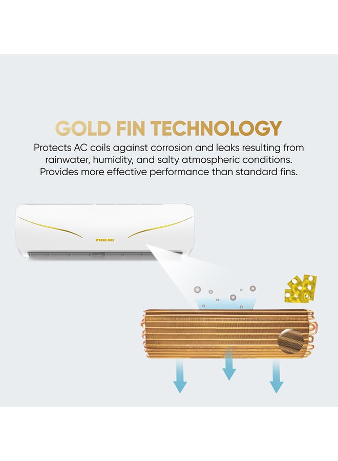 NIKAI 1.5 Ton Rotary Split AC, Silent & Energy Efficient Cooling with T3 Tropicalized GREE Compressor, 3D Swinging for Super Cool, Gold Fin technology, Auto Restart, 18000 BTU Air Conditioner, Groover Copper Tubing (30% Higher cooling), Best for Home & Office NSAC18131N24A / N25IN White - Image 5