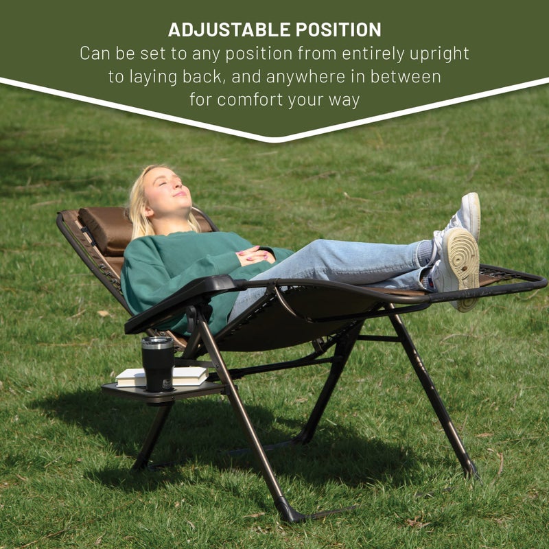 TIMBER RIDGE Zero Gravity Chairs, Folding Recliner Chair Padded with Cup Holder and Headrest, Adjustable Lounge Reclining Chair for Outdoor Camping Lawn Patio Indoor, Supports 350lbs, Brown - Image 5
