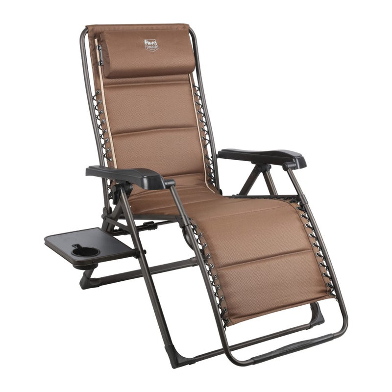 TIMBER RIDGE Zero Gravity Chairs, Folding Recliner Chair Padded with Cup Holder and Headrest, Adjustable Lounge Reclining Chair for Outdoor Camping Lawn Patio Indoor, Supports 350lbs, Brown - Image 1