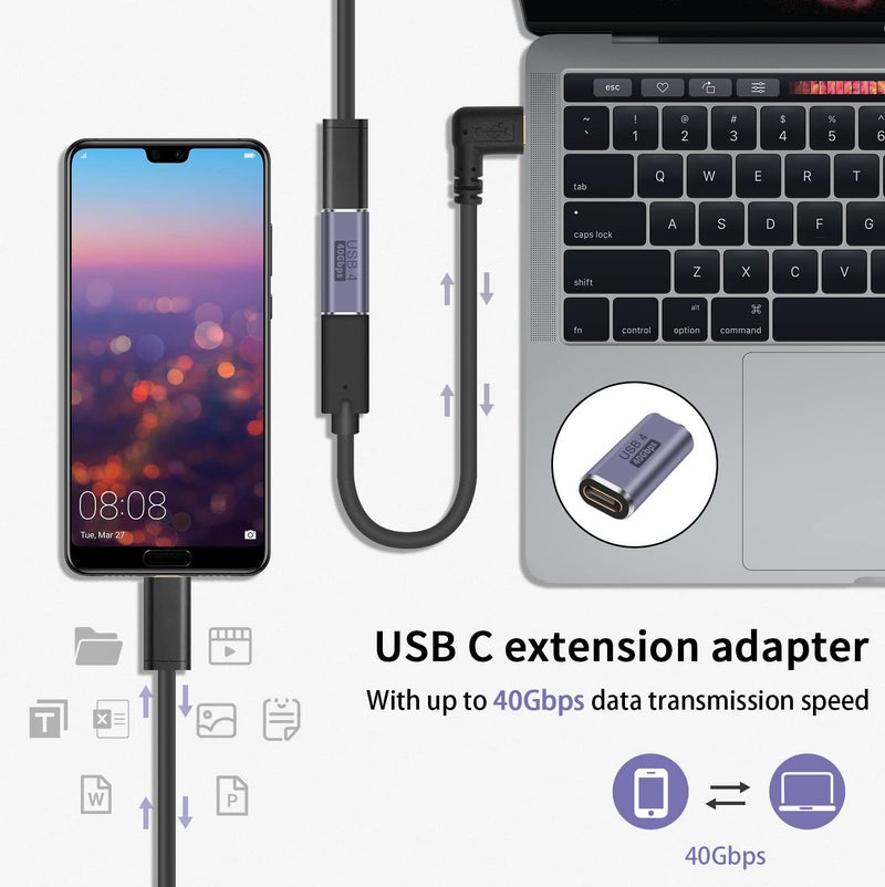 Duttek USB C Extender Adapter, USB C Coupler 40Gbps,100W PD and 8K@60Hz Video Display, Type C to Type C Adapter for Steam Deck, MacBook,Thunderbolt ect (3 Pack) - Image 3