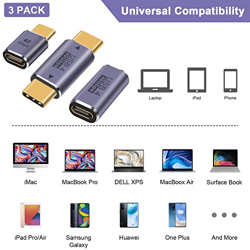 Duttek USB C Extender Adapter, USB C Coupler 40Gbps,100W PD and 8K@60Hz Video Display, Type C to Type C Adapter for Steam Deck, MacBook,Thunderbolt ect (3 Pack) - Image 4