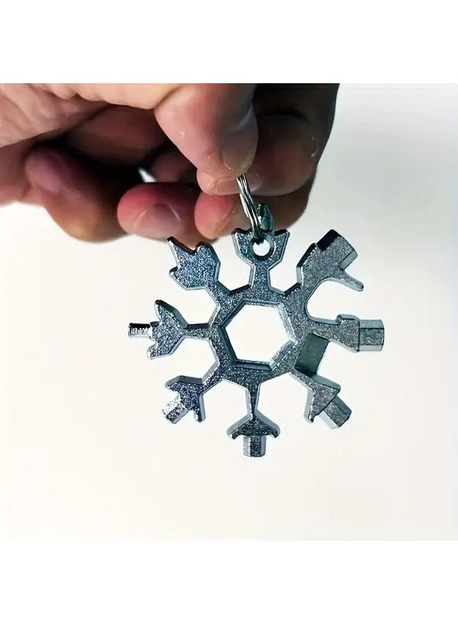 1pc Snowflake Multi Functional Mini Tool Carbon Steel Bottle Opener Flat Cross Screwdriver Set Wrench Durable Portable Christmas Gifts For Men - Image 1