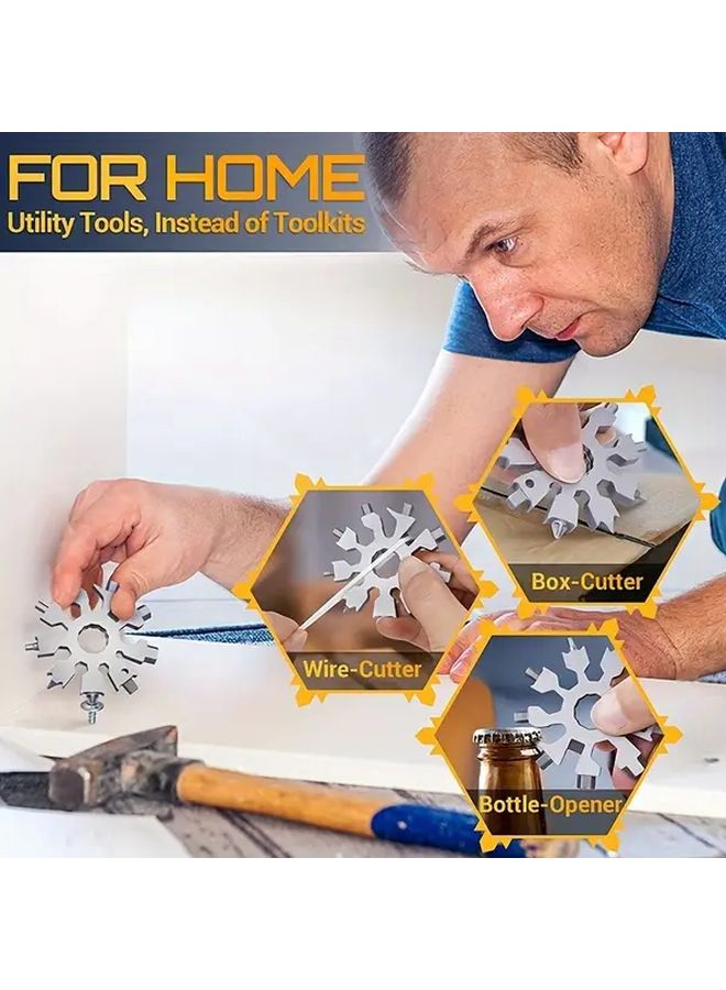 1pc Snowflake Multi Functional Mini Tool Carbon Steel Bottle Opener Flat Cross Screwdriver Set Wrench Durable Portable Christmas Gifts For Men - Image 3