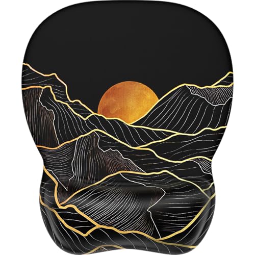 MROCO Ergonomic Mouse Pad with Gel Wrist Rest, Smooth Wrist Support Surface, Non-Slip PU Base for Pain Relief, Comfortable Mousepad for Computer, Laptop, Office & Home, 9.4 x 8.1 in, Golden Rise - Image 1