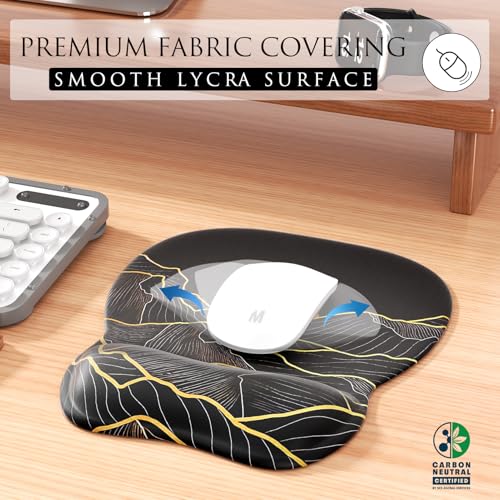 MROCO Ergonomic Mouse Pad with Gel Wrist Rest, Smooth Wrist Support Surface, Non-Slip PU Base for Pain Relief, Comfortable Mousepad for Computer, Laptop, Office & Home, 9.4 x 8.1 in, Golden Rise - Image 2
