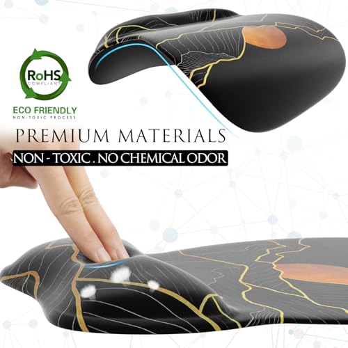 MROCO Ergonomic Mouse Pad with Gel Wrist Rest, Smooth Wrist Support Surface, Non-Slip PU Base for Pain Relief, Comfortable Mousepad for Computer, Laptop, Office & Home, 9.4 x 8.1 in, Golden Rise - Image 5