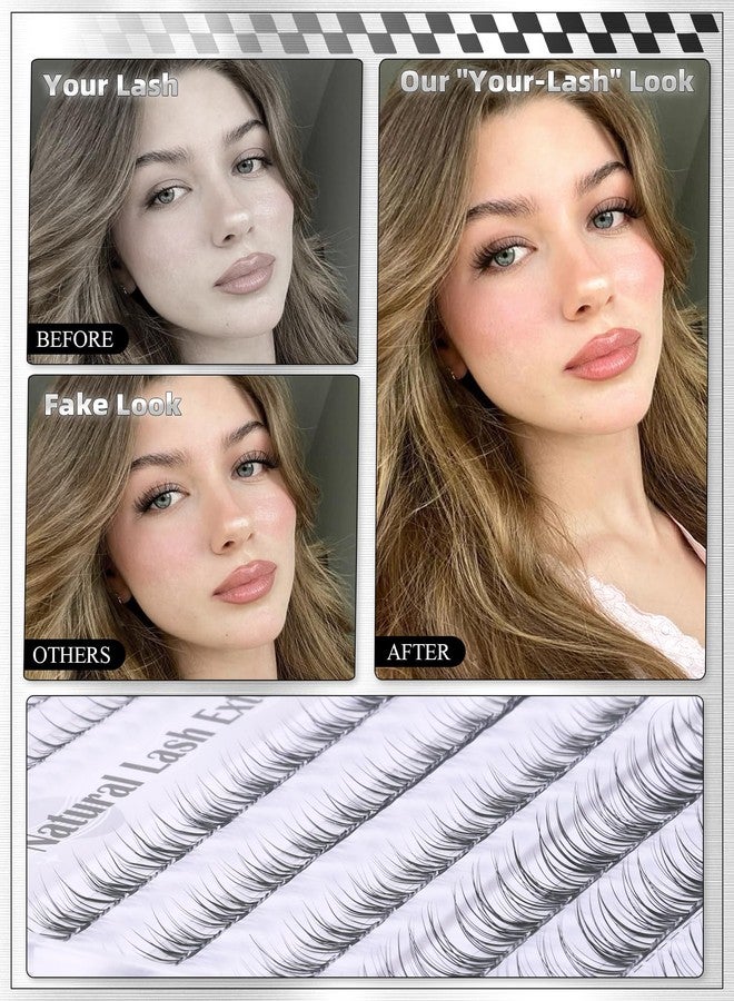 ALICE Natural Short Lash Clusters 8-12mm Eyelash Clusters Wispy Cluster Eyelash Extensions Clear Band Individual Lashes with 5-6mm Bottom Lashes - Image 3