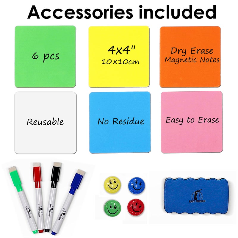 Navy Penguin Whiteboard Set - 24 x 18 in Dry Erase Board with 1 Magnetic Eraser, 4 Dry Wipe Markers, 4 Magnets and 6 Magnetic Labels - Wall Hanging Reminder Kanban White Board for Home and Office (24x18 inch) - Image 3