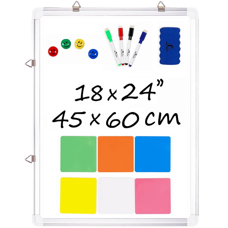 Navy Penguin Whiteboard Set - 24 x 18 in Dry Erase Board with 1 Magnetic Eraser, 4 Dry Wipe Markers, 4 Magnets and 6 Magnetic Labels - Wall Hanging Reminder Kanban White Board for Home and Office (24x18 inch) - Image 1