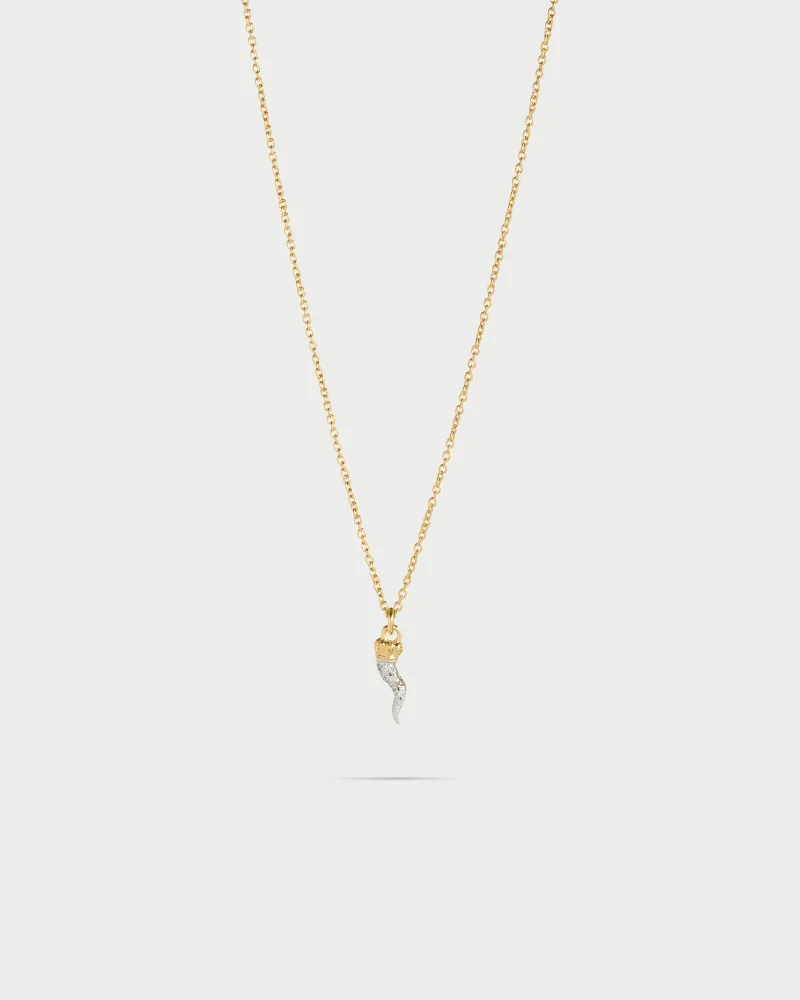 Rue Des Mill Choker chain and horn zircons - Yellow gold