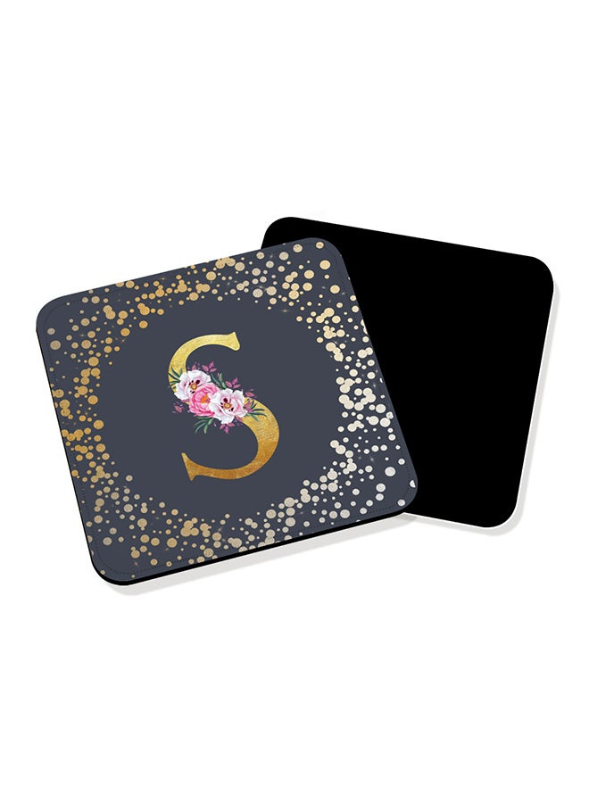 Stylizedd 2 Pack Designer Leather Coasters Mat for Beverage Drinks- Custom Monogram Initial Letter Floral Pattern Alphabet - S (Brown) - Image 3