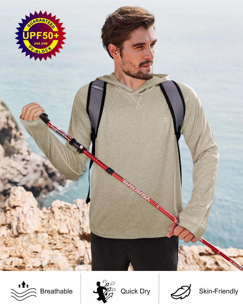 Roadbox Mens UPF 50+ Fishing Shirts, Long Sleeve UV Sun Hoodie, Hiking Running Swim Athletic Workout Shirt - Image 5